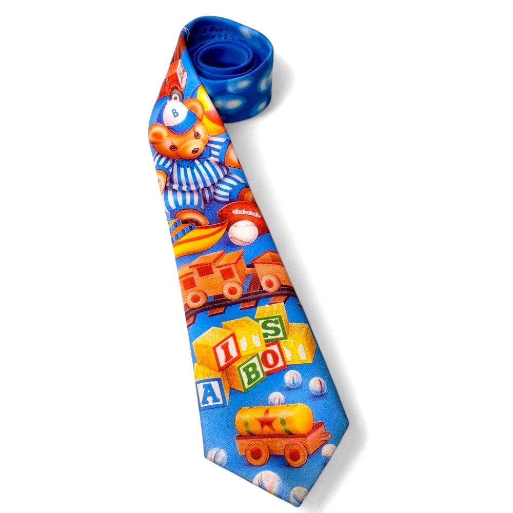 Vintage Ralph Marlin Original It's A Boy 1992 Tie Men's American Made Birth Gift